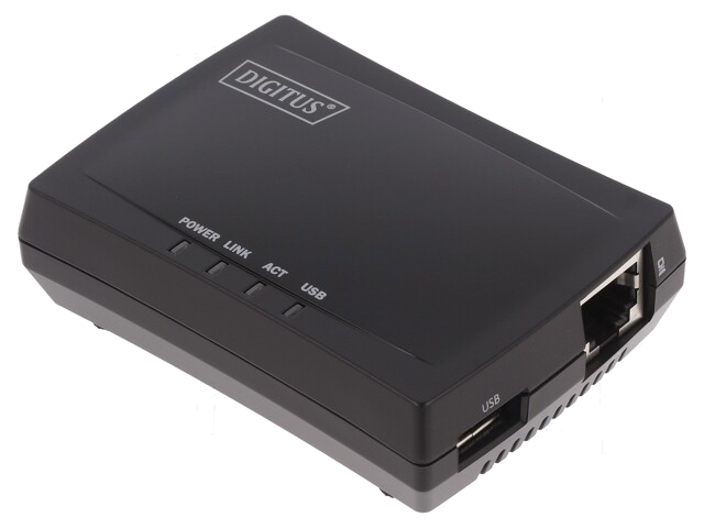 Printerserver; DC,RJ45-aansluiting,USB-A aansluiting Printerserver; DC,RJ45-aansluiting,USB-A aansluiting